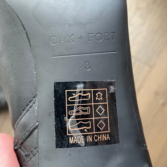 Oak + Fort 5627 2.75" Heeled Leather Booties w Inside Zip Closure Black Sz 8 - Picture 9 of 10